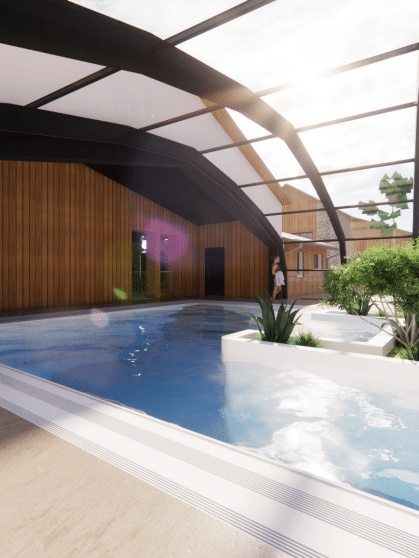 Photo 3D de la nouvelle piscine de la Ferme de la Serraz